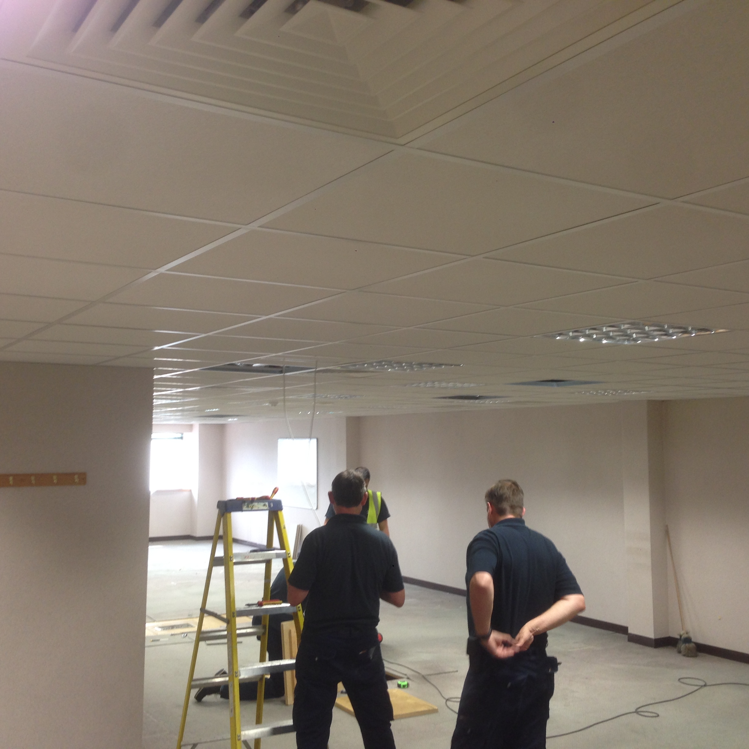 fixing your office ceiling with ceiling tiles that have good acoustic properties and sound absorption which are a hugely popular choice for office spaces